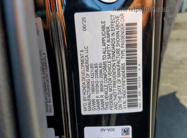 1HGCY1F47SA043805 2025 HONDA ACCORD Black 