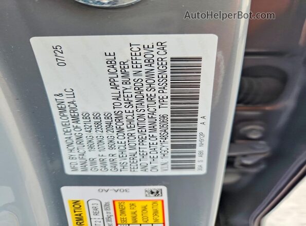 1HGCY1F48SA050696 2025 HONDA ACCORD Gray VIN կոդի պիտակի տեսք