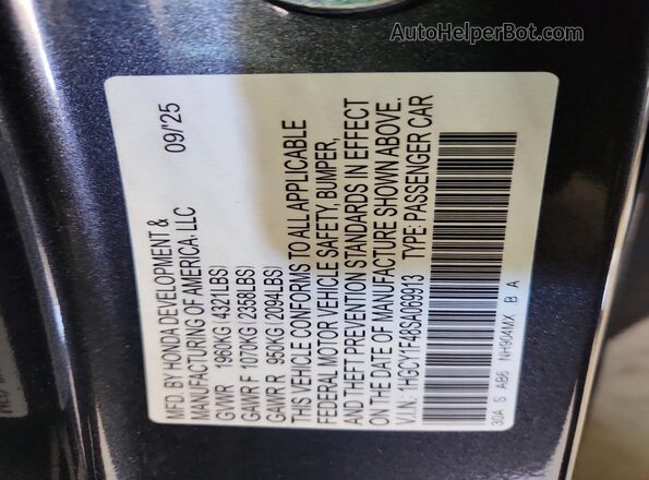 1HGCY1F48SA069913 2025 HONDA ACCORD Gray Widok komory silnika