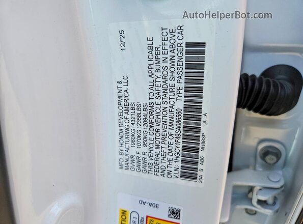 1HGCY1F49SA086560 2025 HONDA ACCORD White Engine compartment view