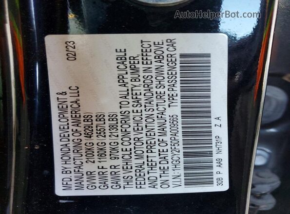 1HGCY2F50PA009565 2023 HONDA ACCORD Black Vista del compartimento del motor