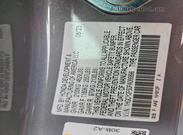 1HGCY2F50PA066896 2023 HONDA ACCORD Gray 