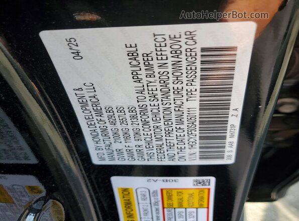 1HGCY2F50SA050111 2025 HONDA ACCORD Black Vista del compartimento del motor