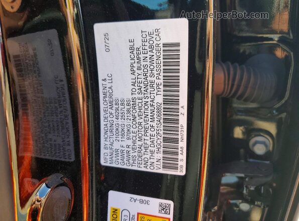 1HGCY2F51SA068892 2025 HONDA ACCORD Black Widok komory silnika
