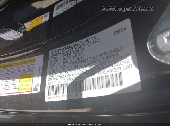 1HGCY2F52RA089731 2024 HONDA ACCORD Black Engine compartment view