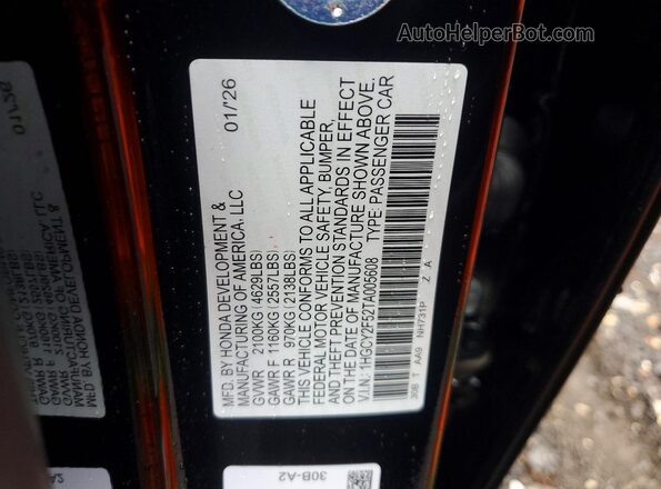 1HGCY2F52TA005608 2026 HONDA ACCORD Черный Вид подкапотного пространства