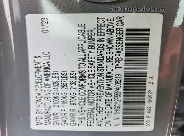 1HGCY2F55PA005219 2023 HONDA ACCORD Серый 