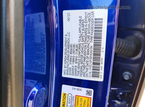 1HGCY2F55PA052184 2023 HONDA ACCORD Blue VIN sticker view