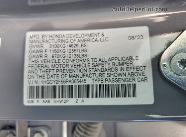 1HGCY2F56PA065445 2023 HONDA ACCORD Gray Widok komory silnika