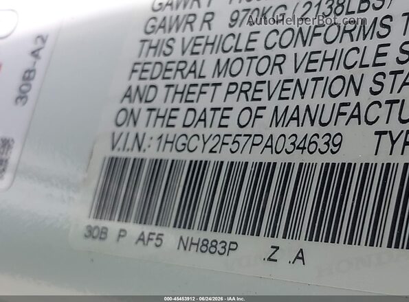 1HGCY2F57PA034639 2023 HONDA ACCORD Белый Вид подкапотного пространства
