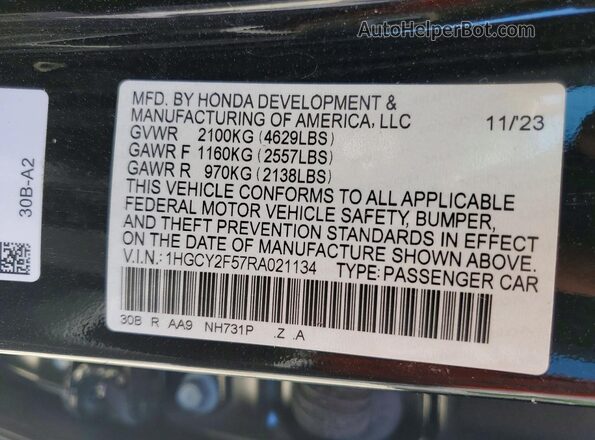 1HGCY2F57RA021134 2024 HONDA ACCORD Black Engine compartment view