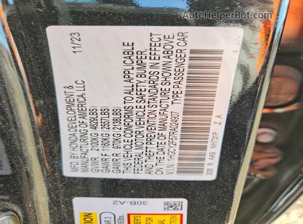 1HGCY2F57RA024907 2024 HONDA ACCORD Black Շարժիչի բաժամունքի տեսք