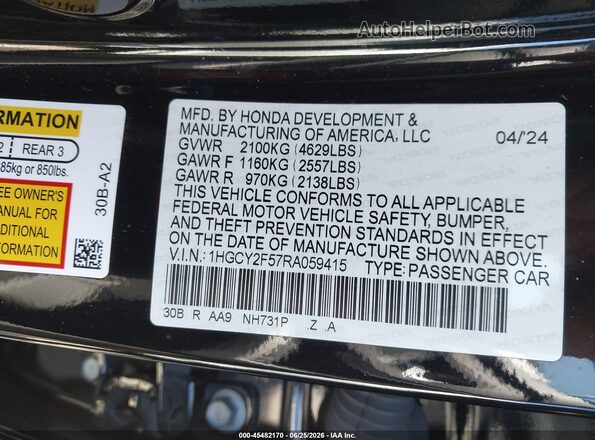 1HGCY2F57RA059415 2024 HONDA ACCORD Black Вид підкапотного простору