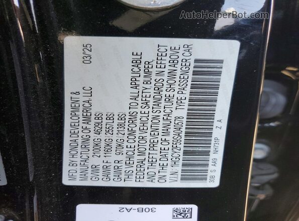 1HGCY2F59SA040578 2025 HONDA ACCORD Black Вид підкапотного простору