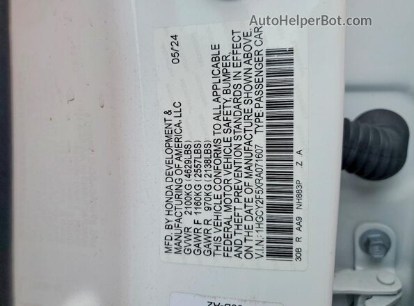 1HGCY2F5XRA071607 2024 HONDA ACCORD White 