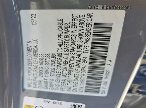 1HGCY2F60PA018954 2023 HONDA ACCORD Gray VIN sticker view