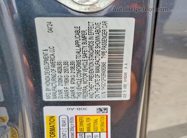1HGCY2F63RA060845 2024 HONDA ACCORD Gray 