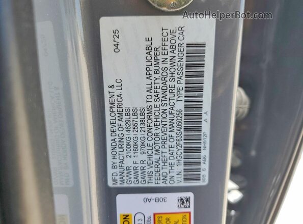 1HGCY2F63SA050256 2025 HONDA ACCORD Gray 