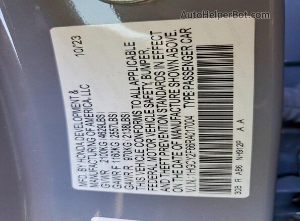 1HGCY2F66RA017004 2024 HONDA ACCORD Gray Вид підкапотного простору