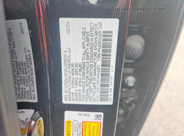 1HGCY2F67RA042607 2024 HONDA ACCORD Black Շարժիչի բաժամունքի տեսք
