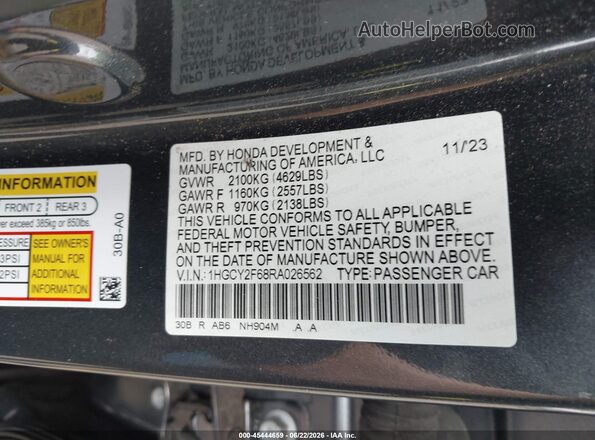 1HGCY2F68RA026562 2024 HONDA ACCORD Серый Вид подкапотного пространства