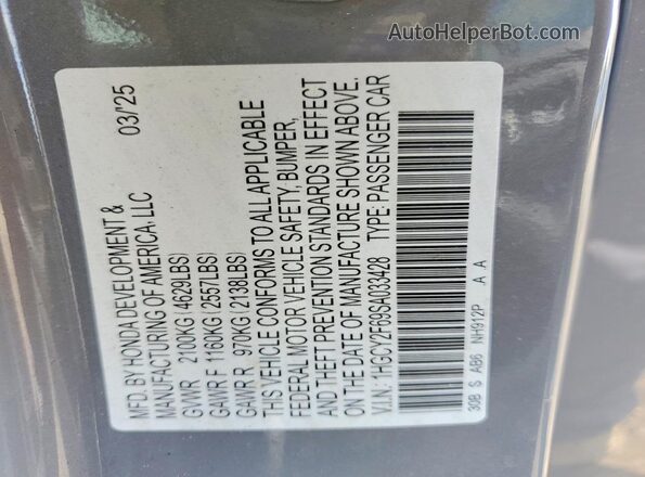 1HGCY2F69SA033428 2025 HONDA ACCORD Gray 