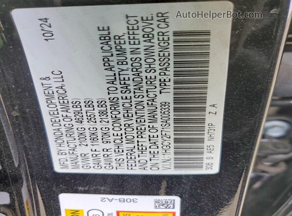 1HGCY2F71SA005339 2025 HONDA ACCORD Black VIN sticker view