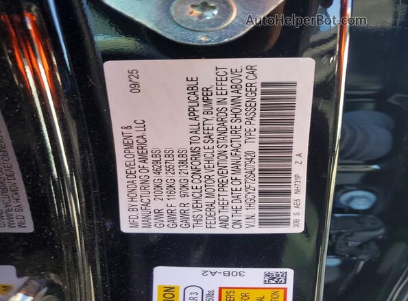 1HGCY2F72SA079420 2025 HONDA ACCORD Черный 