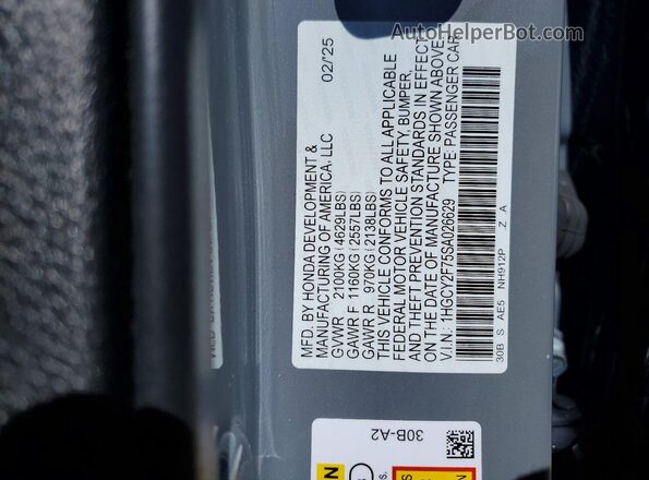1HGCY2F75SA026629 2025 HONDA ACCORD Gray 