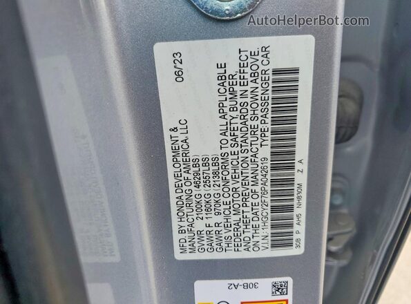 1HGCY2F76PA042619 2023 HONDA ACCORD Gray 