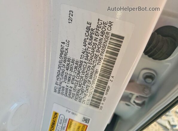 1HGCY2F76RA027881 2024 HONDA ACCORD White Вид підкапотного простору