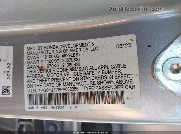 1HGCY2F78PA062385 2023 HONDA ACCORD Silver Շարժիչի բաժամունքի տեսք