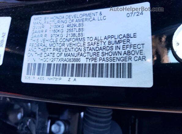 1HGCY2F7XRA083886 2024 HONDA ACCORD Black Vista del compartimento del motor