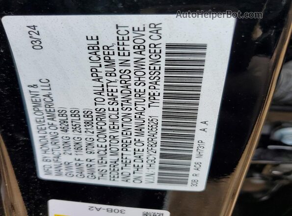 1HGCY2F82RA055251 2024 HONDA ACCORD Black ძრავის განყოფილების ხედი