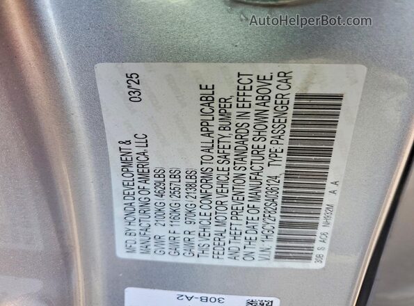 1HGCY2F82SA036124 2025 HONDA ACCORD Silver 