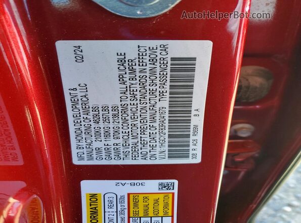 1HGCY2F83RA041679 2024 HONDA ACCORD Red Widok komory silnika