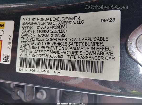 1HGCY2F85RA006450 2024 HONDA ACCORD Black Вид підкапотного простору