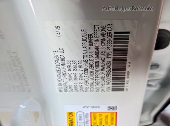 1HGCY2F88SA046088 2025 HONDA ACCORD Белый 