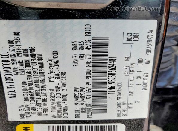 1LN6L9BC5H5624481 2017 LINCOLN CONTINENTA Black Շարժիչի բաժամունքի տեսք