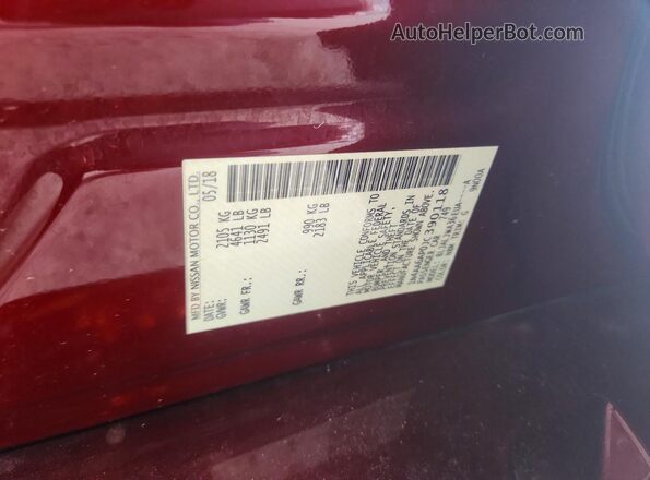 1N4AA6AP0JC390118 2018 NISSAN MAXIMA Burgundy Вид підкапотного простору
