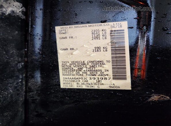 1N4AA6AP0JC393987 2018 NISSAN MAXIMA Black Engine compartment view