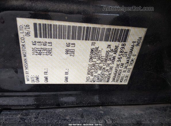 1N4AA6AP1HC365898 2017 NISSAN MAXIMA Black ძრავის განყოფილების ხედი