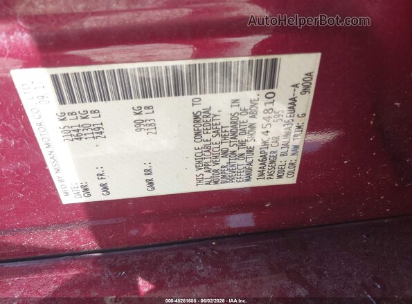 1N4AA6AP1HC454810 2017 NISSAN MAXIMA Burgundy 