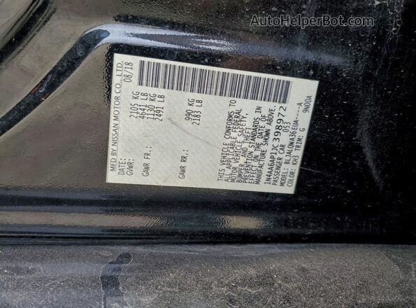 1N4AA6AP1JC398972 2018 NISSAN MAXIMA Black Vista del compartimento del motor