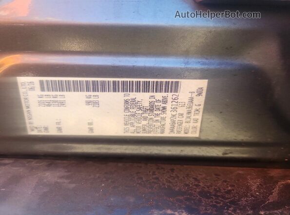 1N4AA6AP2HC361262 2017 NISSAN MAXIMA Gray VIN կոդի պիտակի տեսք
