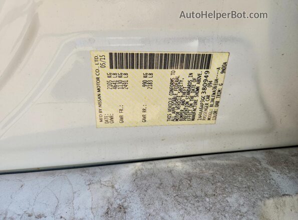 1N4AA6AP3GC380949 2016 NISSAN MAXIMA White Вид підкапотного простору