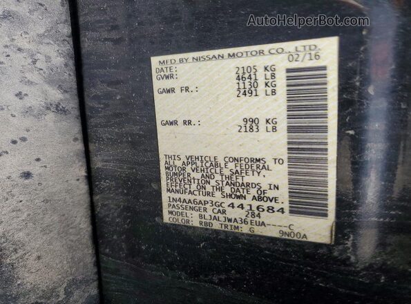 1N4AA6AP3GC441684 2016 NISSAN MAXIMA Gray Շարժիչի բաժամունքի տեսք