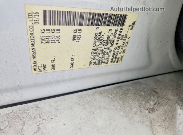 1N4AA6AP3GC446996 2016 NISSAN MAXIMA White Widok komory silnika