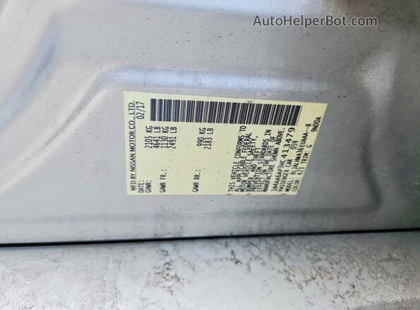 1N4AA6AP3HC413479 2017 NISSAN MAXIMA Silver VIN კოდის სტიკერის ხედი