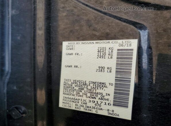 1N4AA6AP3JC391716 2018 NISSAN MAXIMA Black Engine compartment view